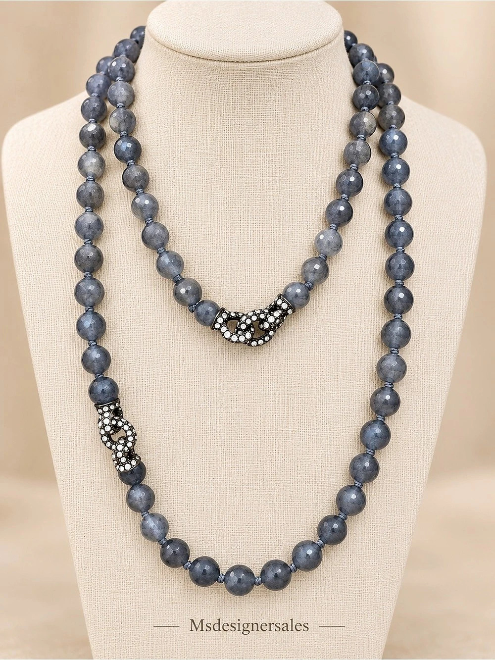Gray Beaded Double-Strand Necklace 179